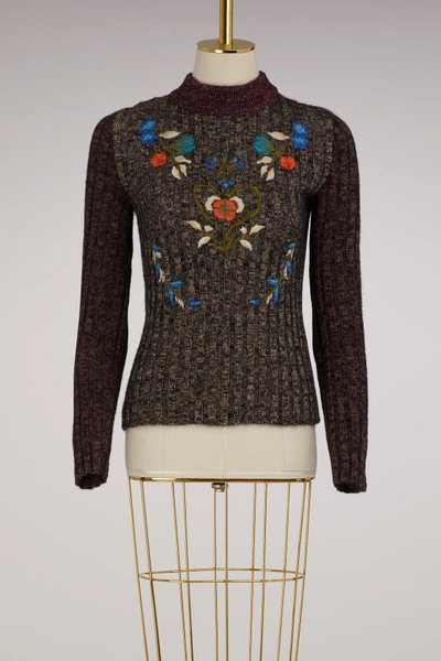 Shop Red Valentino Sweater With Embroidered Flowers In Gn7