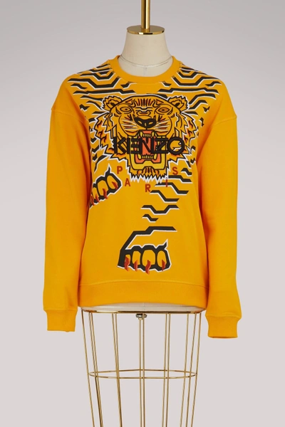 Shop Kenzo Cotton Tiger Sweater In Marigold