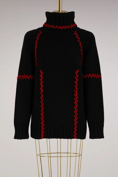 Shop Alexander Mcqueen Tie Collar Blouse In 1058 - Black/red