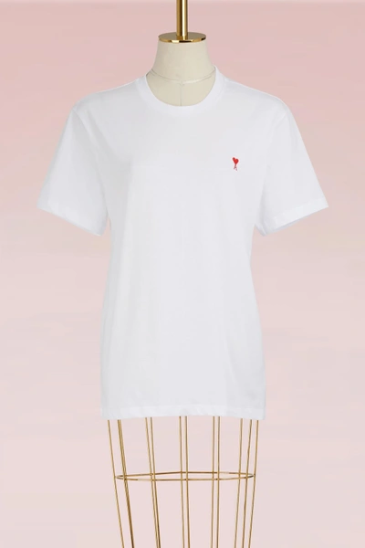 Shop Ami Alexandre Mattiussi Cotton Logo T-shirt In White
