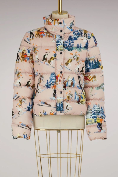 Shop Moncler Clairette Printed Down Jacket In Pink
