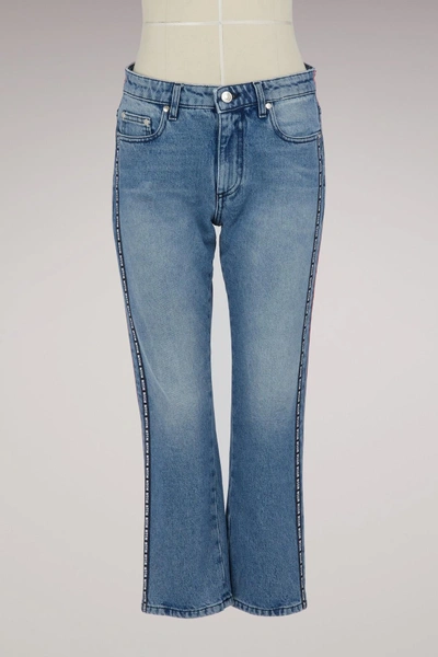 Shop Msgm Cotton Cropped Jeans In Blue Jean