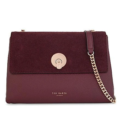 Ted Baker Sorikai Leather And Suede Cross-body Bag In Oxblood | ModeSens