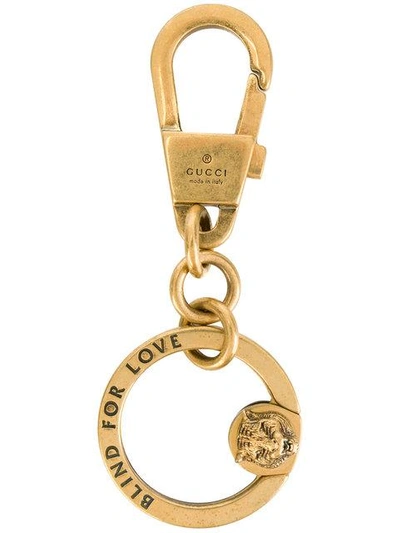 Gucci Tiger Embroidered Leather Keychain ($370) ❤ liked on
