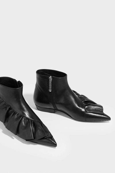 Jw Anderson Leather Ruffle Booties In Black