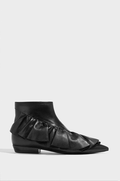 Shop Jw Anderson Ruffled Leather Ankle Boots In Black