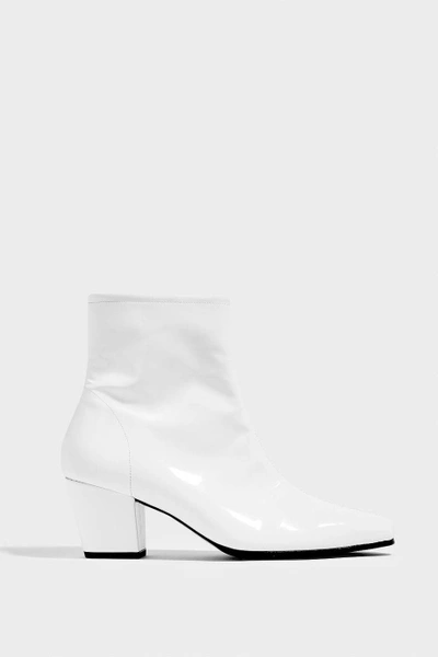 Shop Alexa Chung Beatnik Patent-leather Ankle Boots In White