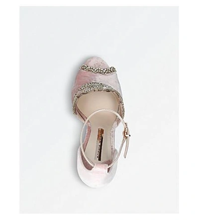 Shop Sophia Webster Royalty Embellished Tiara-detail Velvet Sandals In Pale Pink
