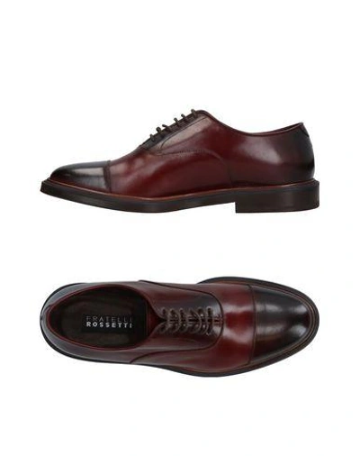 Shop Fratelli Rossetti Man Lace-up Shoes Burgundy Size 12.5 Leather In Red