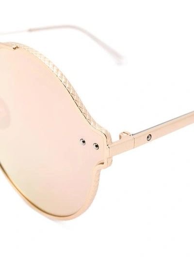 Shop Bottega Veneta Round Frame Sunglasses In Metallic