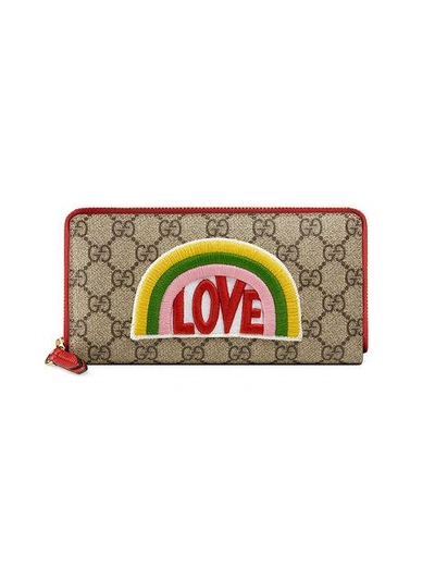 Shop Gucci Rainbow Soft Gg Supreme Zip Around Wallet