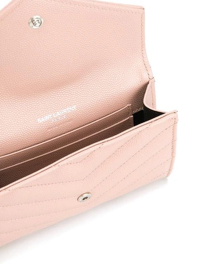 Shop Saint Laurent Monogram Quilted Wallet In Pink