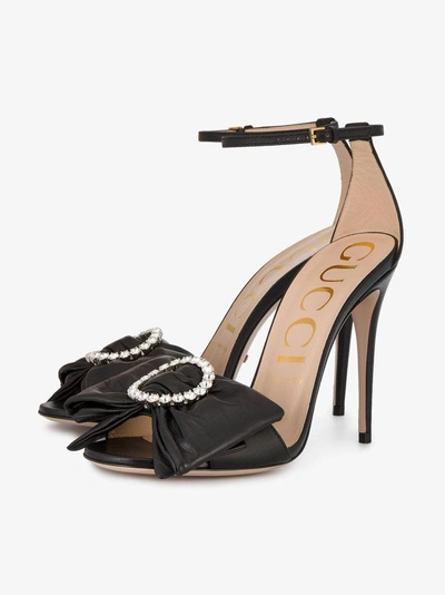 Shop Gucci Black Ilse Bow 115 Leather Sandals