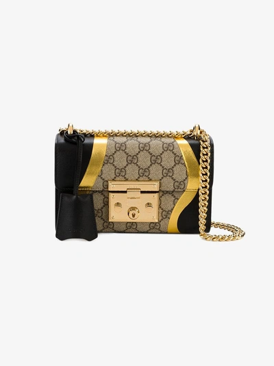 Shop Gucci Padlock Gg Supreme Leather Shoulder Bag In Nude & Neutrals