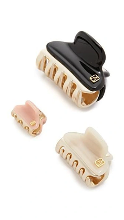 Shop Alexandre De Paris Set Of 3 Hair Clips Cream/rose/black