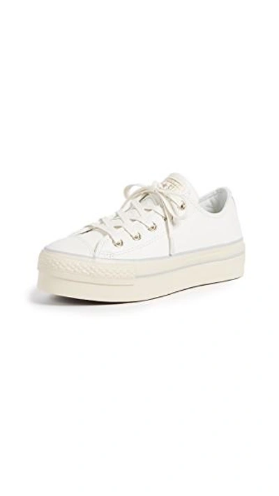 Shop Converse Chuck Taylor All Star Platform Ox Sneakers In White/light Gold/turtledove