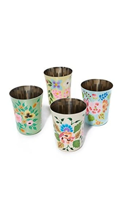 Shop Gift Boutique Hand Painted Set Of 4 Tumblers In Multi