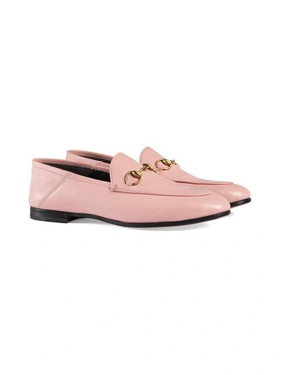 Shop Gucci Pink Brixton Leather Loafers