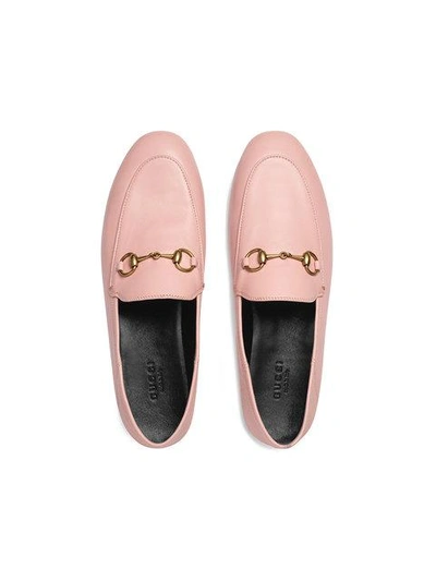 Shop Gucci Pink Brixton Leather Loafers