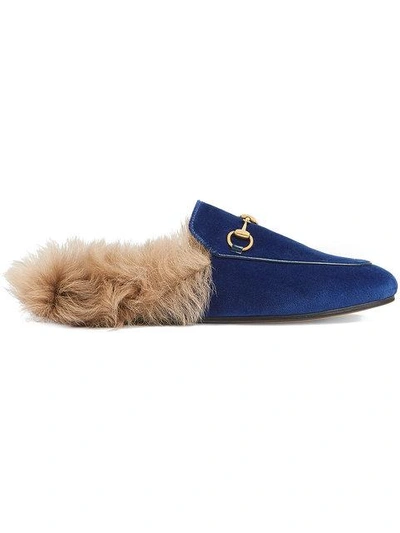 Shop Gucci Princetown Slippers In Blue