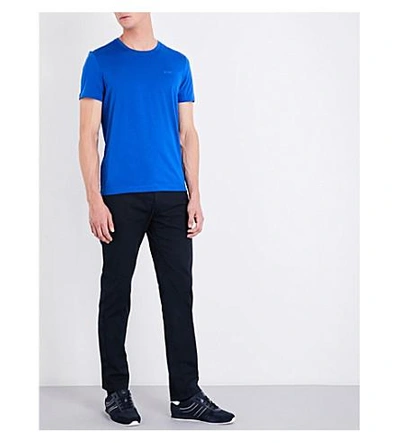 Shop Hugo Boss Logo-print Cotton-jersey T-shirt In Light/pastel Blue