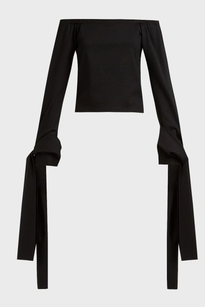 Shop Sid Neigum Off-the-shoulder Stretch-jersey Top In Black