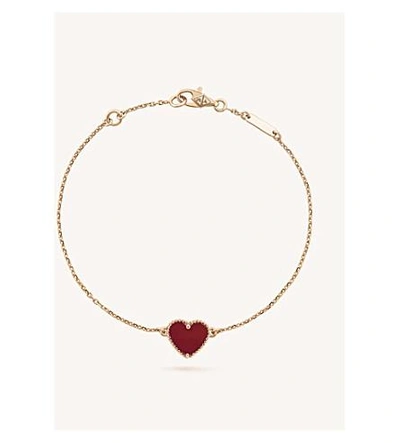 Shop Van Cleef & Arpels Womens Pink Gold Sweet Alhambra Gold And Carnelian Heart Bracelet