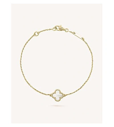 Shop Van Cleef & Arpels Womens Yellow Gold Sweet Alhambra Gold And Mother-of-pearl Bracelet