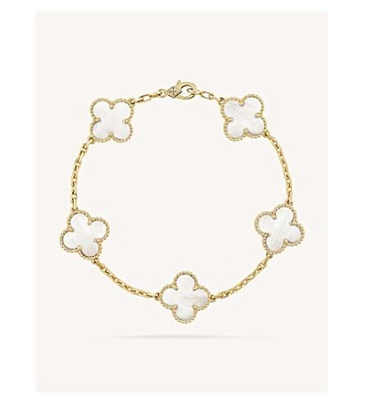 Shop Van Cleef & Arpels Womens Yellow Gold Vintage Alhambra Gold And Mother-of-pearl Bracelet