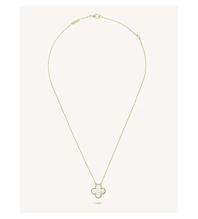 Shop Van Cleef & Arpels Womens Yellow Gold Vintage Alhambra Gold And Mother-of-pearl Pendant