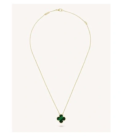 Shop Van Cleef & Arpels Womens Yellow Womens Yellow Gold Vintage Alhambra Gold And Malachite Pendant