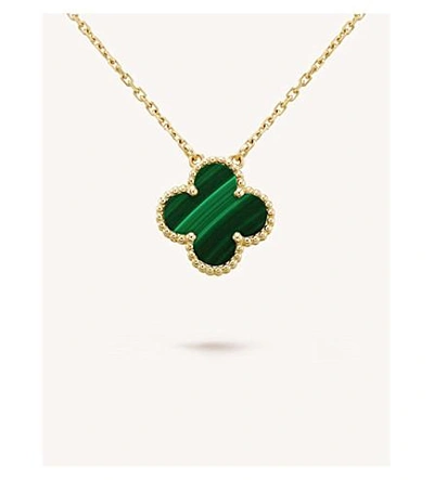 Shop Van Cleef & Arpels Womens Yellow Womens Yellow Gold Vintage Alhambra Gold And Malachite Pendant