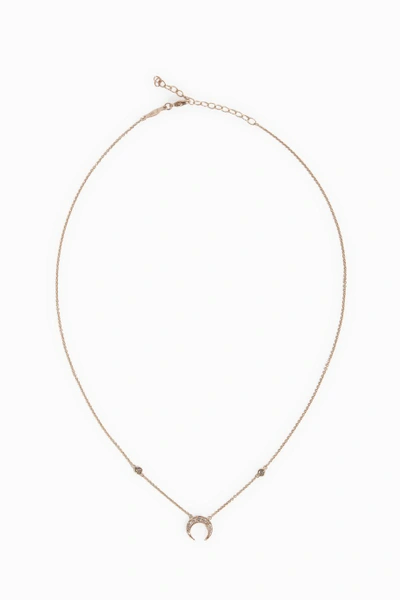Jacquie Aiche Pavé Mini Crescent Necklace In Rose Gold