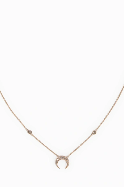 Shop Jacquie Aiche Pavé Mini Crescent Necklace In Rose Gold