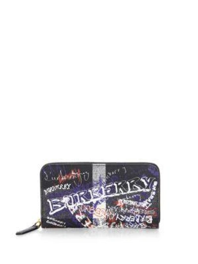 Shop Burberry Graffiti Coated Canvas Continental Wallet In Black