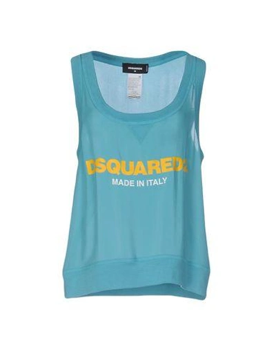 Shop Dsquared2 Silk Top In Turquoise