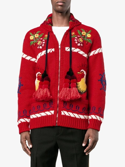 Shop Gucci Bomber Jacket With Appliqués In Red