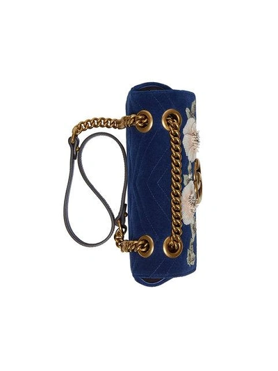 Shop Gucci Gg Marmont Embroidered Velvet Mini Bag