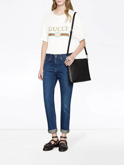 Shop Gucci Signature Soft Messenger In Black