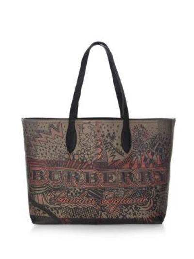 Shop Burberry Logo-print Tote In Classic