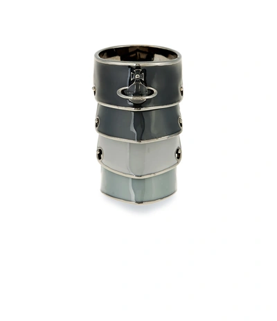 Shop Vivienne Westwood Artemis Enamel Ring Gradient Grey Size Xs