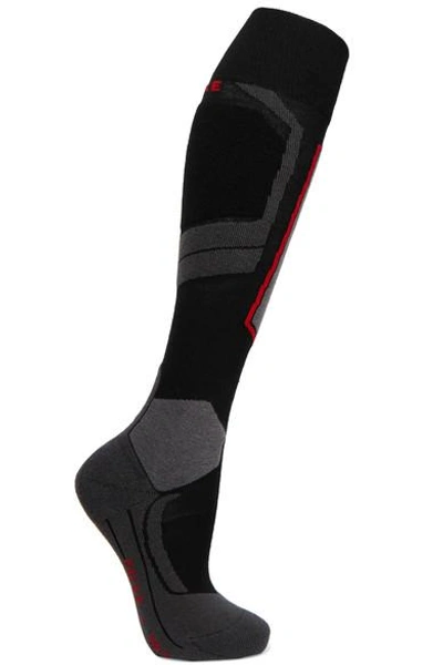 Shop Falke Sk2 Wool-blend Ski Socks In Black
