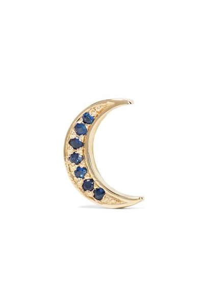 Shop Andrea Fohrman Mini Crescent 14-karat Gold Sapphire Earring