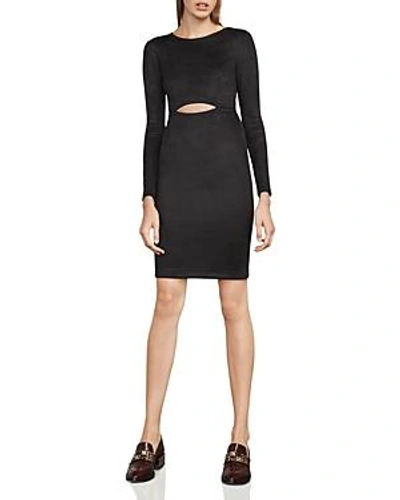Shop Bcbgmaxazria Whitley Faux-suede Cutout Dress In Black