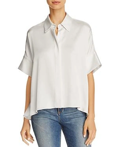 Shop Alice And Olivia Alice + Olivia Edyth High/low Button-down Top In Off White