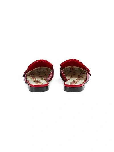 Shop Gucci Marmont Patent Leather Slippers In Red