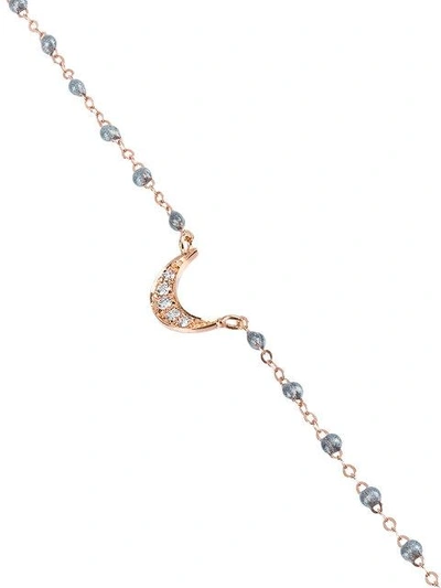 Shop Gigi Clozeau Diamond Crescent Beaded Necklace - Metallic