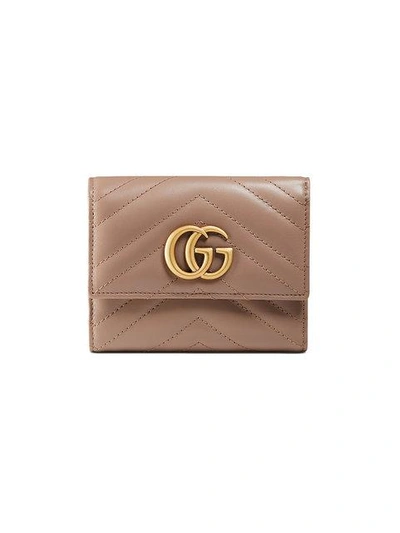 Shop Gucci Gg Marmont Matelassé Wallet In 5729 Beige