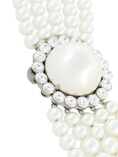 Shop Miu Miu Embellished Layered Necklace In White