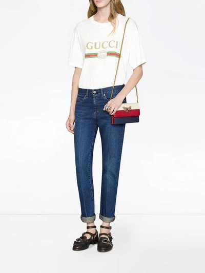 Gucci Queen Margaret Embellished Color-block Leather Shoulder Bag In Red |  ModeSens